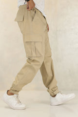 Turbo Vintage Grip Signature Imp Cotton Cargo Trouser In Light Camel