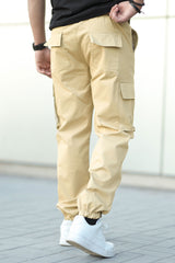 Turbo Vintage Grip Signature Imp Cotton Cargo Trouser In Light Camel
