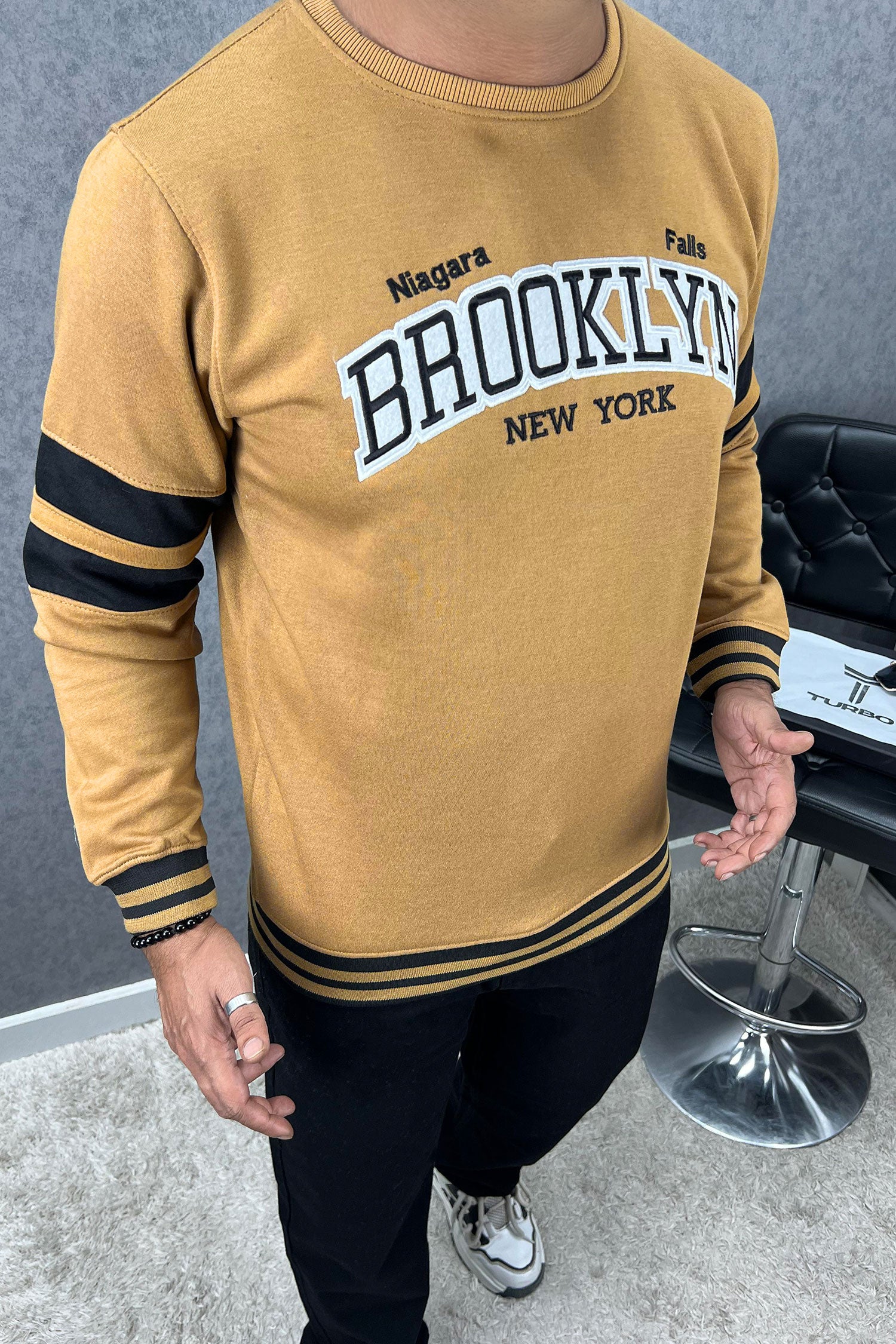 Broklyn NYC Letter Graphic Full Sleeves Men's Sweatshirt