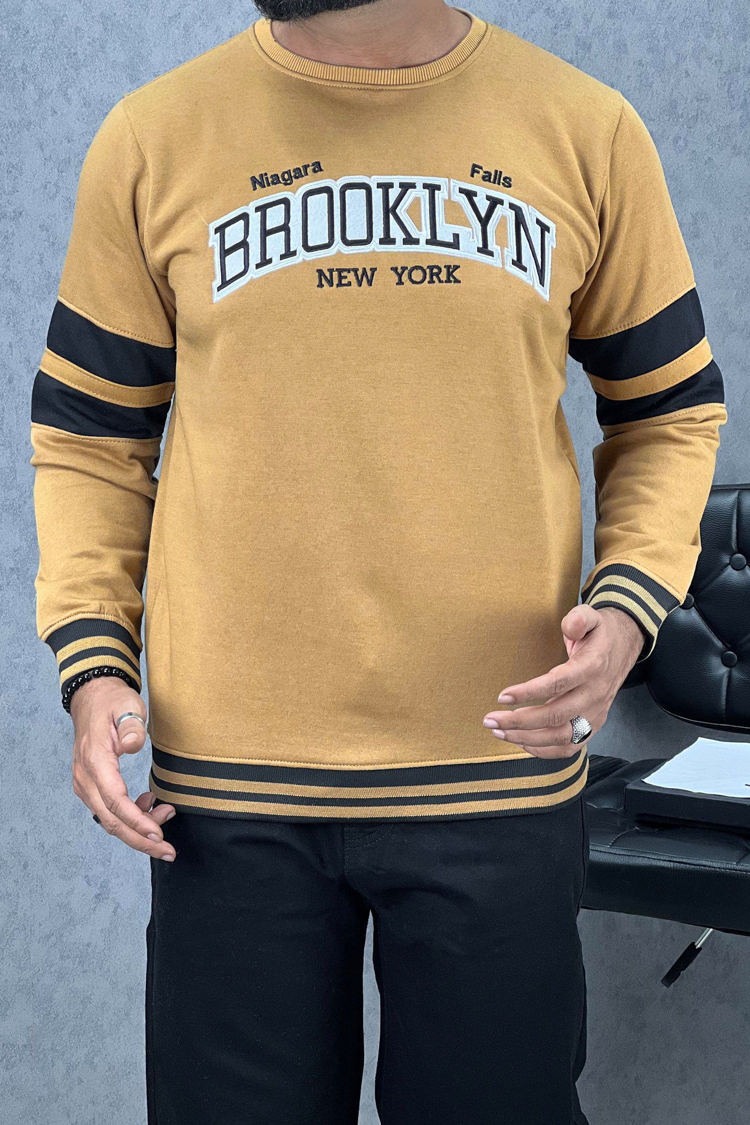 Broklyn NYC Letter Graphic Full Sleeves Men's Sweatshirt