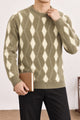 Diamond-Cut Pattern Imported Round Neck Rabbit Wool Men's Sweater