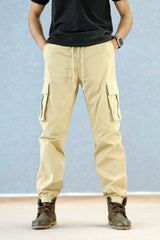 Turbo Vintage Grip Signature Imp Cotton Cargo Trouser In Light Camel