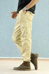 Turbo Vintage Grip Signature Imp Cotton Cargo Trouser In Light Camel