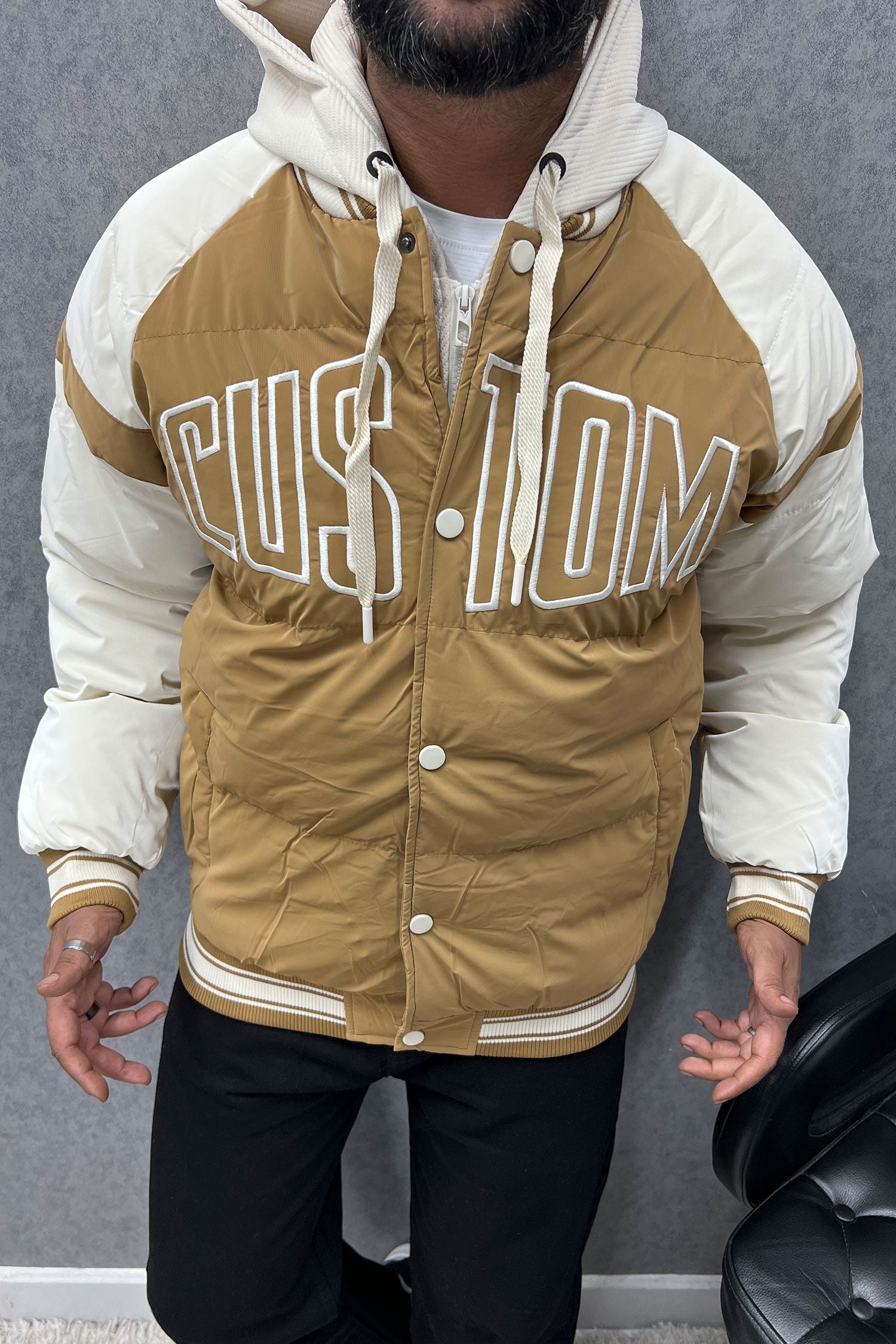 Custom Two Tone Premium Padded Imported Puffer Jacket