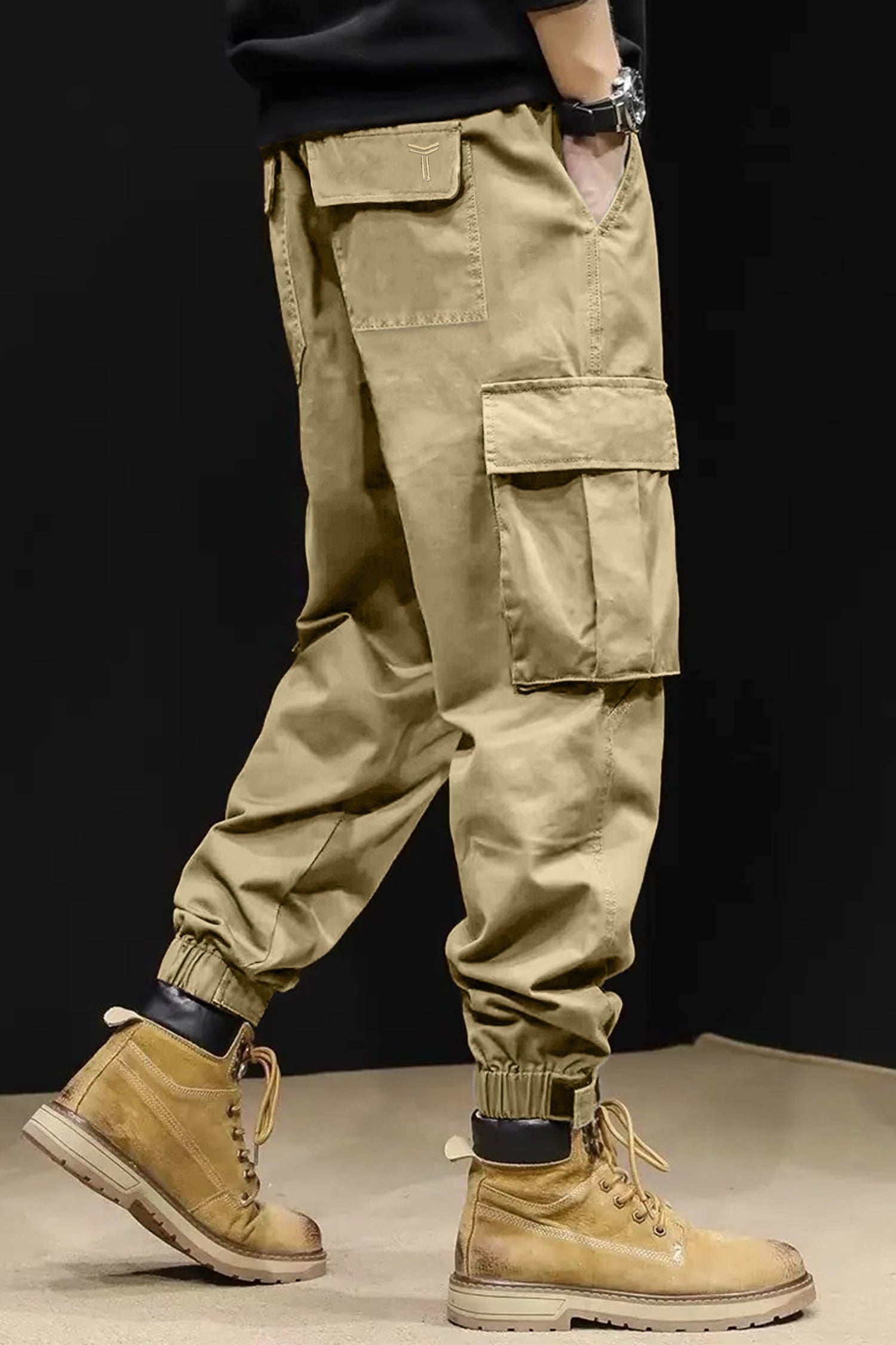 Turbo Vintage Grip Signature Imp Cotton Cargo Trouser In Light Camel