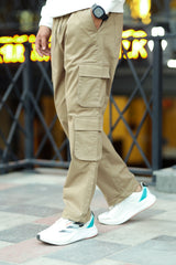 Turbo 8 Pockets Imp Cotton Blend Cargo Trouser In Light Camel