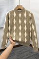 Diamond-Cut Pattern Imported Round Neck Rabbit Wool Men's Sweater