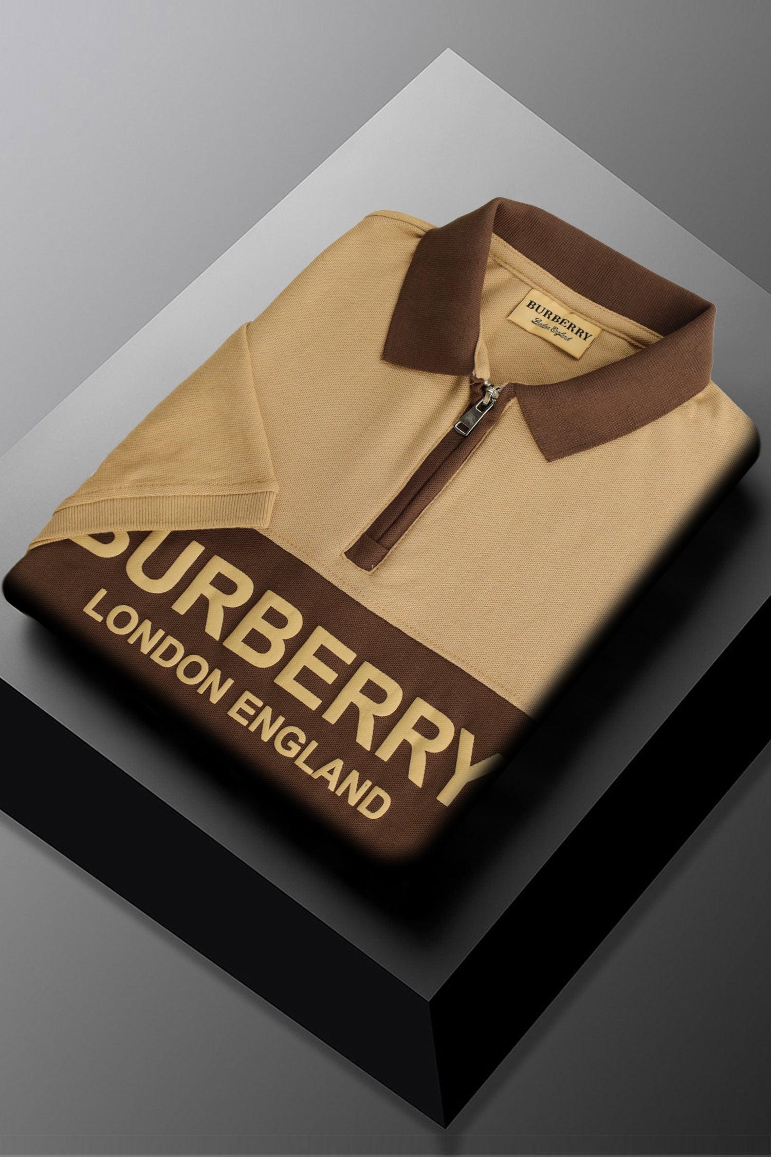 Brbrry 'The Lndn Englnd' Edition Zip Men's Polo Shirt