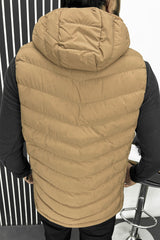 Adds Slogan Padded Detachable Hood Imported Men's Gilet