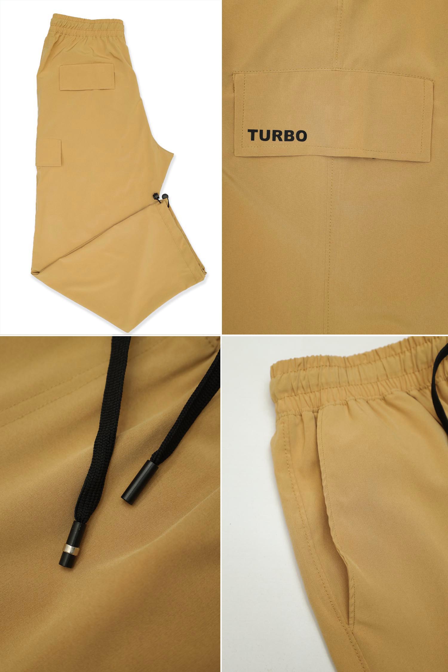 Turbo Typography Loose Bottom Cargo Trouser In Light Camel