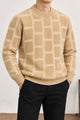 Brick Design Pattern Imported Round Neck Rabbit Wool Men's Sweater