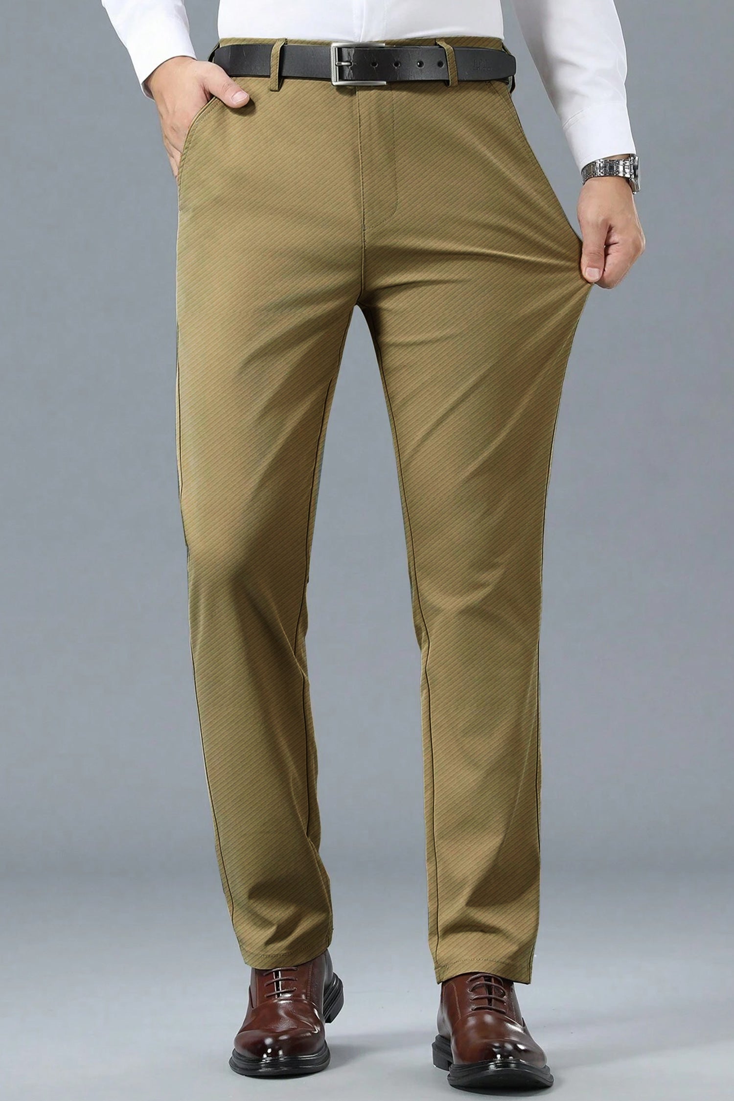 Turbo Urban Executive Slim Fit Cotton Pant In Light Camel