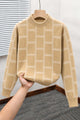 Brick Design Pattern Imported Round Neck Rabbit Wool Men's Sweater