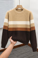 Bold Multi-Panel Colorblock Imported Round Neck Rabbit Wool Men's Sweater