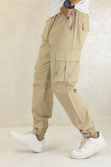 Turbo Vintage Grip Signature Imp Cotton Cargo Trouser In Light Camel