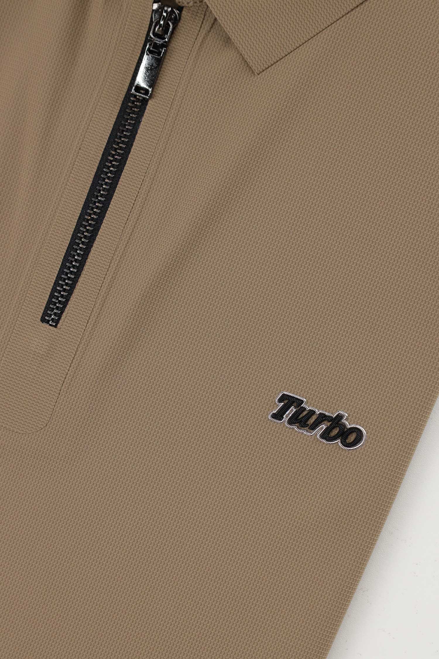 Turbo Signature Script Zip-Placket Men's Polo Shirt