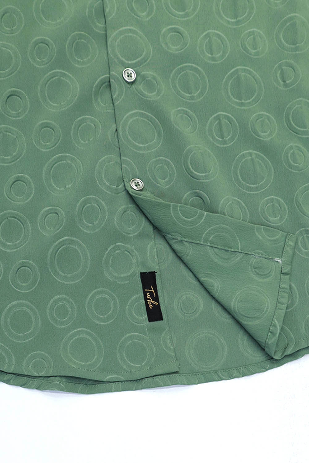 Embossed  Circles All Over Casual Shirt Light Green