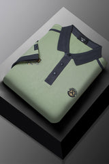 Oslor Breathable Badge Print Golf Men's Polo Shirt In Light Green