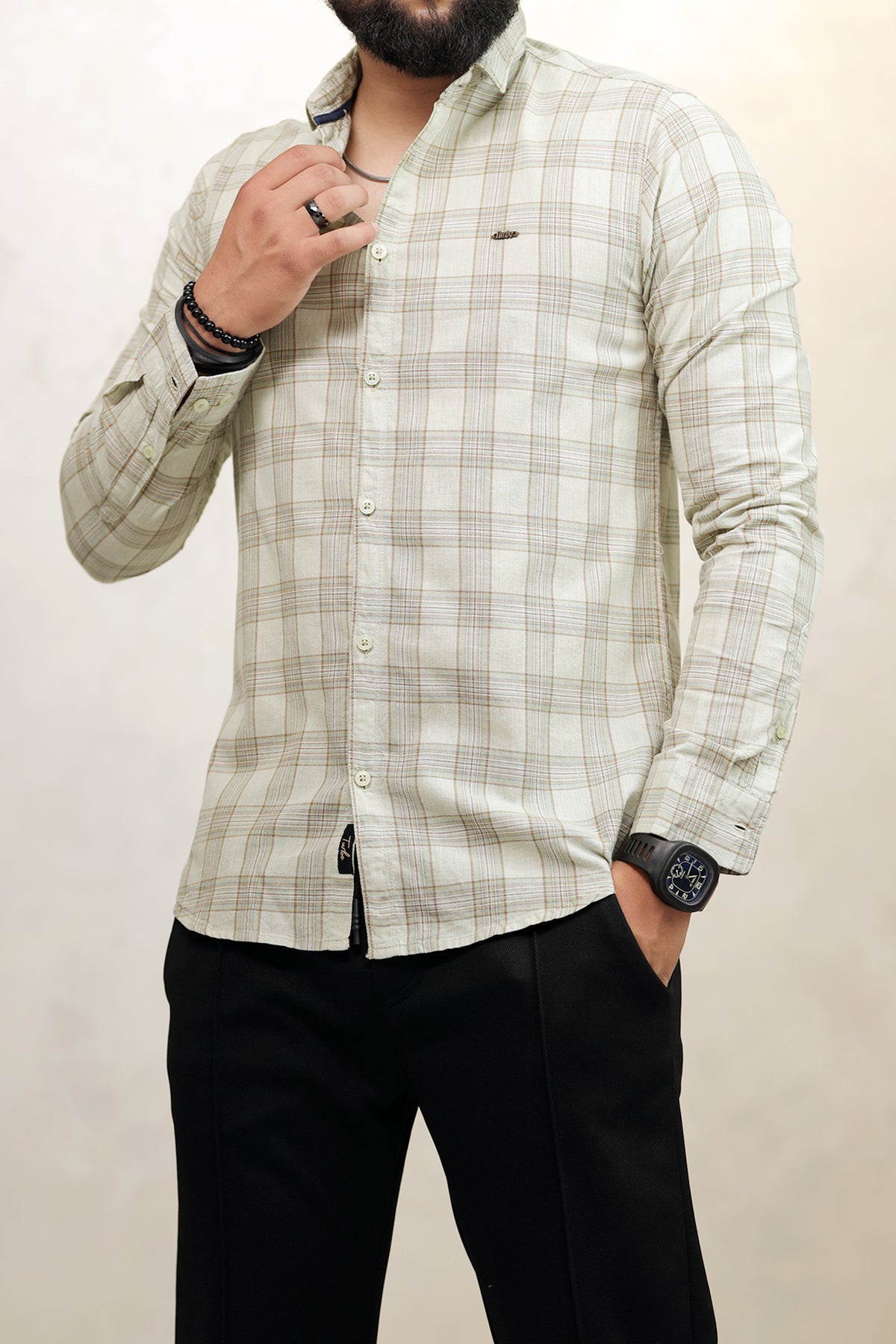 Turbo FearLess Checked Long Sleeve Cotton Casual Shirt