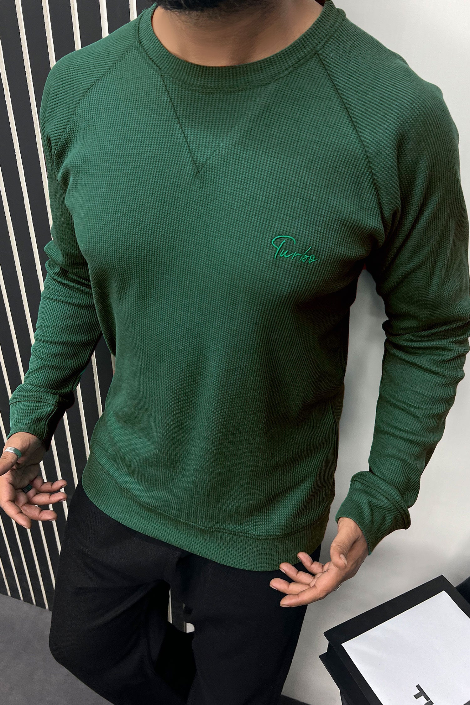 Turbo T Shoulder Style Round Neck Thermal Cotton Men's Sweatshirt