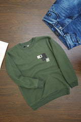 Motif Design Logo Round Neck Imported Men's Sweatshirt In Light Green