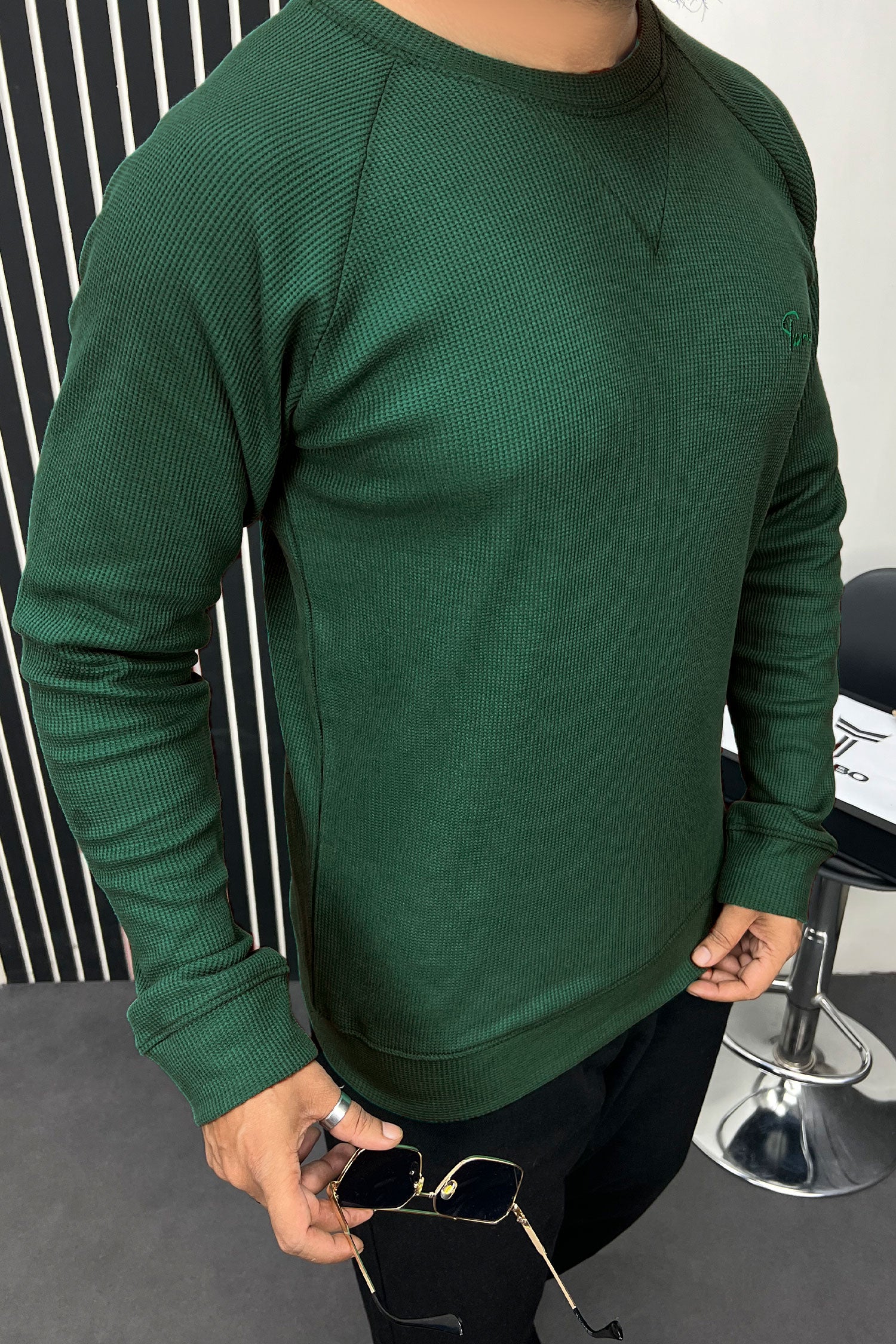 Turbo T Shoulder Style Round Neck Thermal Cotton Men's Sweatshirt