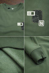 Motif Design Logo Round Neck Imported Men's Sweatshirt In Light Green