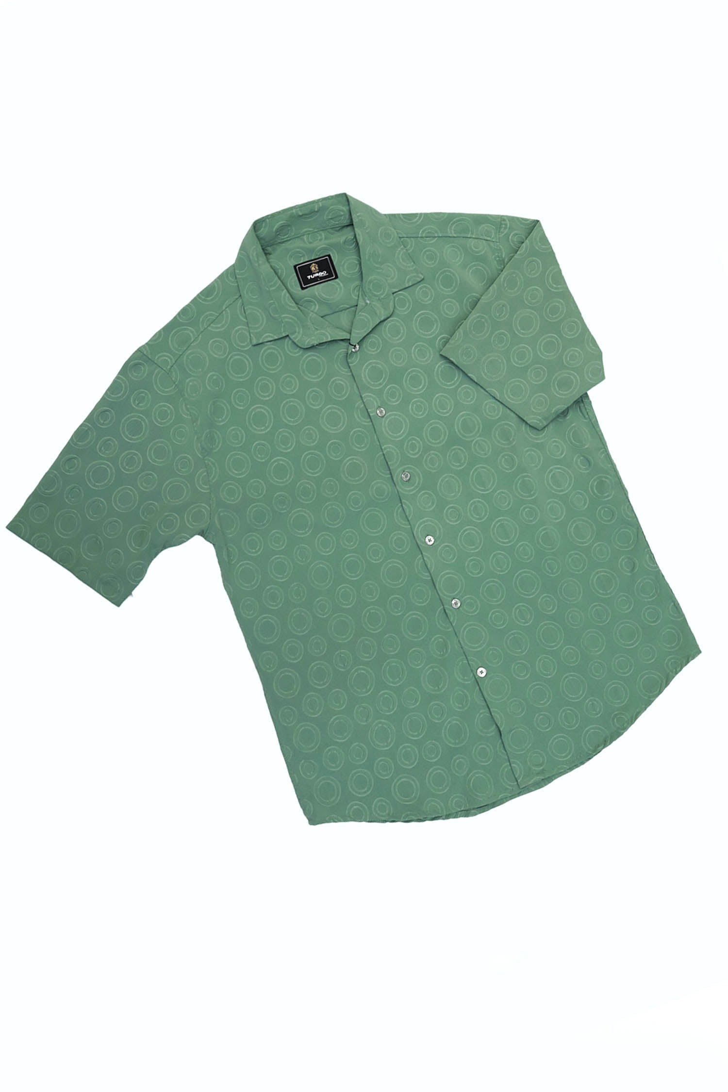 Embossed  Circles All Over Casual Shirt Light Green