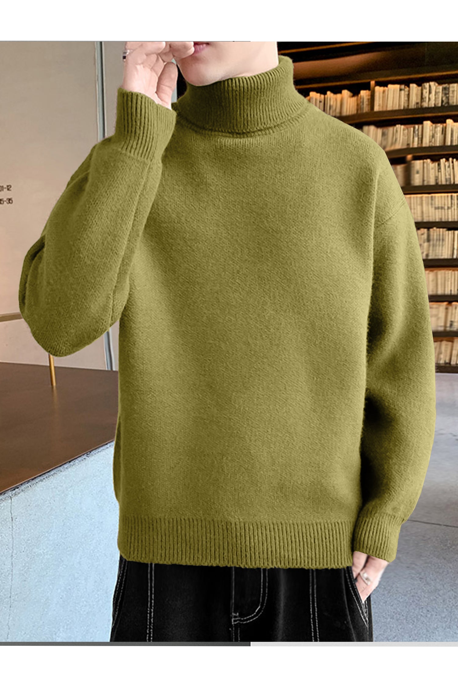 Turtleneck Cashmere High Neck In Light Moss Green