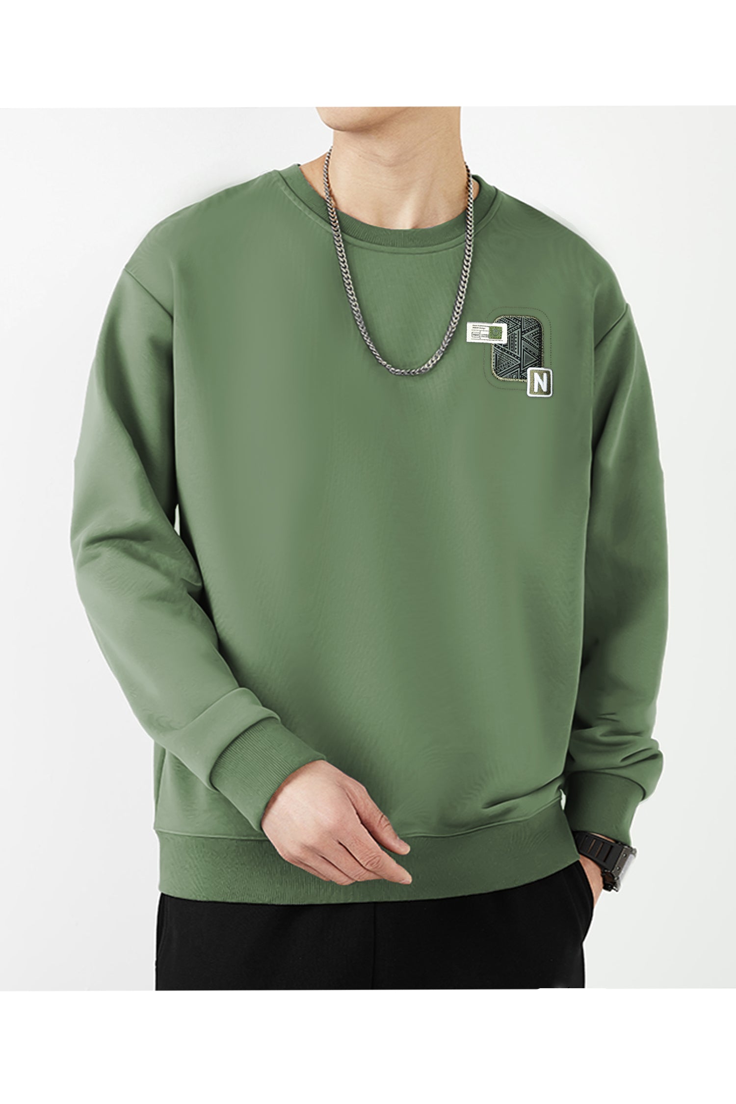 Motif Design Logo Round Neck Imported Men's Sweatshirt