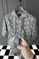 Turbo Rich Floral Printed Casual Shirt In Light Grey