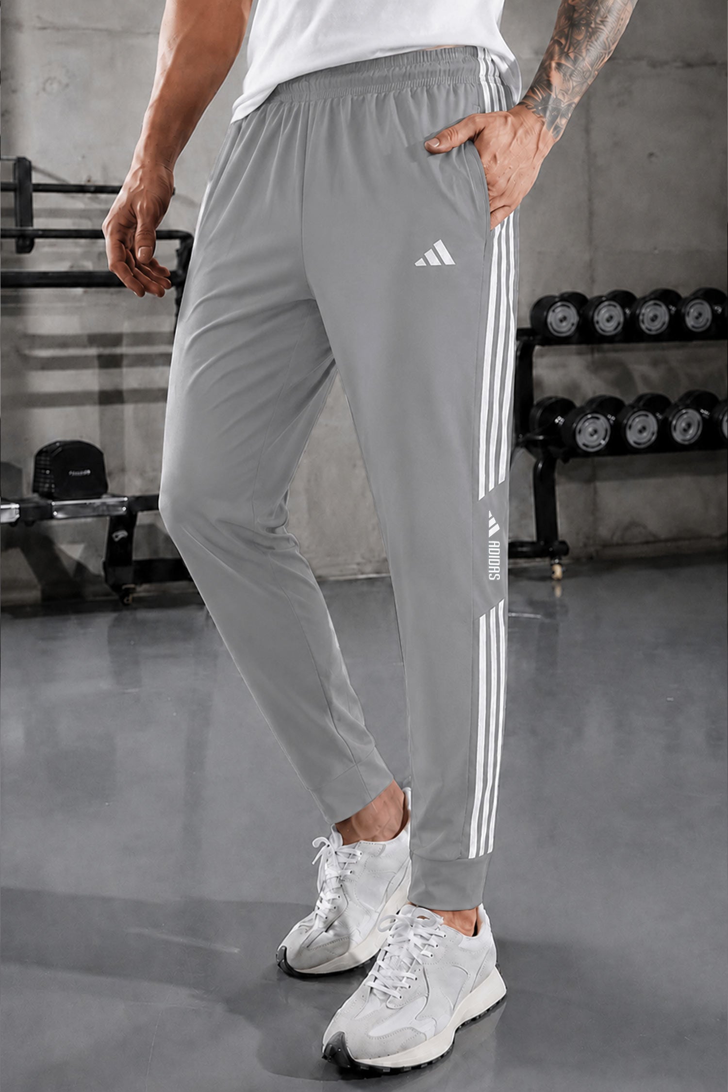 Adds Workout Essentials Men's Imp Dry-fit Trouser In Light Grey