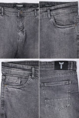 Big Size Light Faded Turbo Denim Jeans In Light Grey