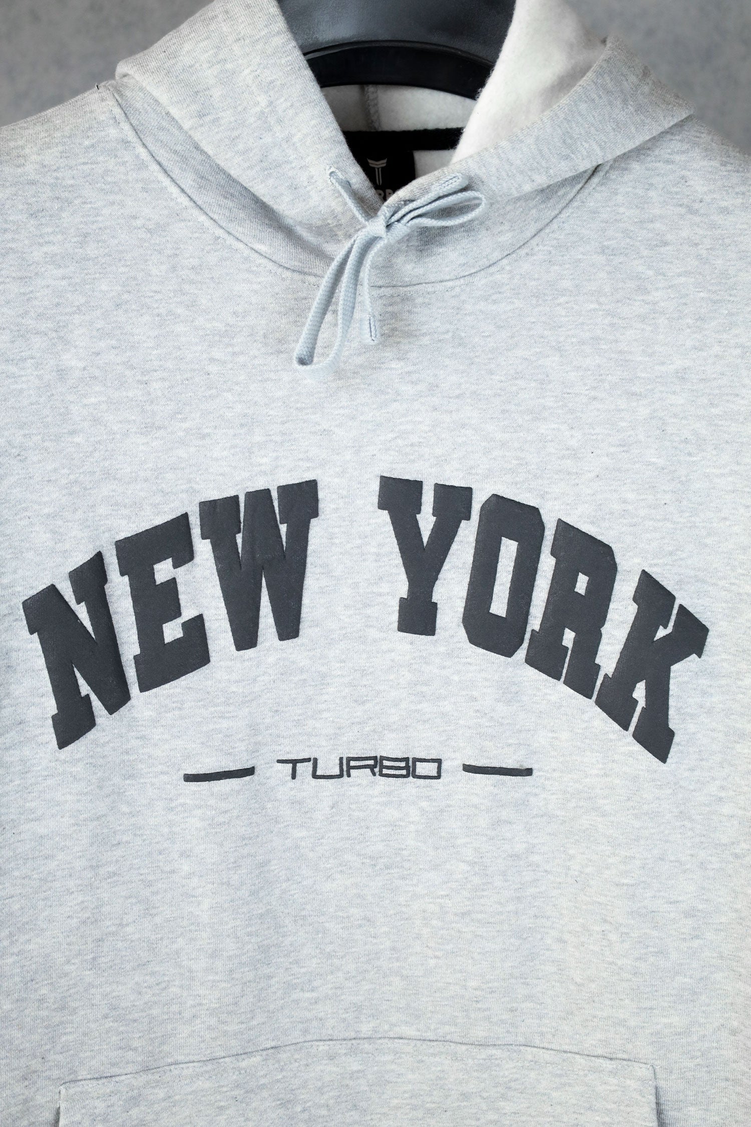 Turbo NY Aplic Print Fleece Hoodie In Light Grey