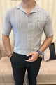 Turbo Down Box Collared Casual Shirt In Slate Grey