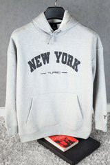 Turbo NY Aplic Print Fleece Hoodie In Light Grey