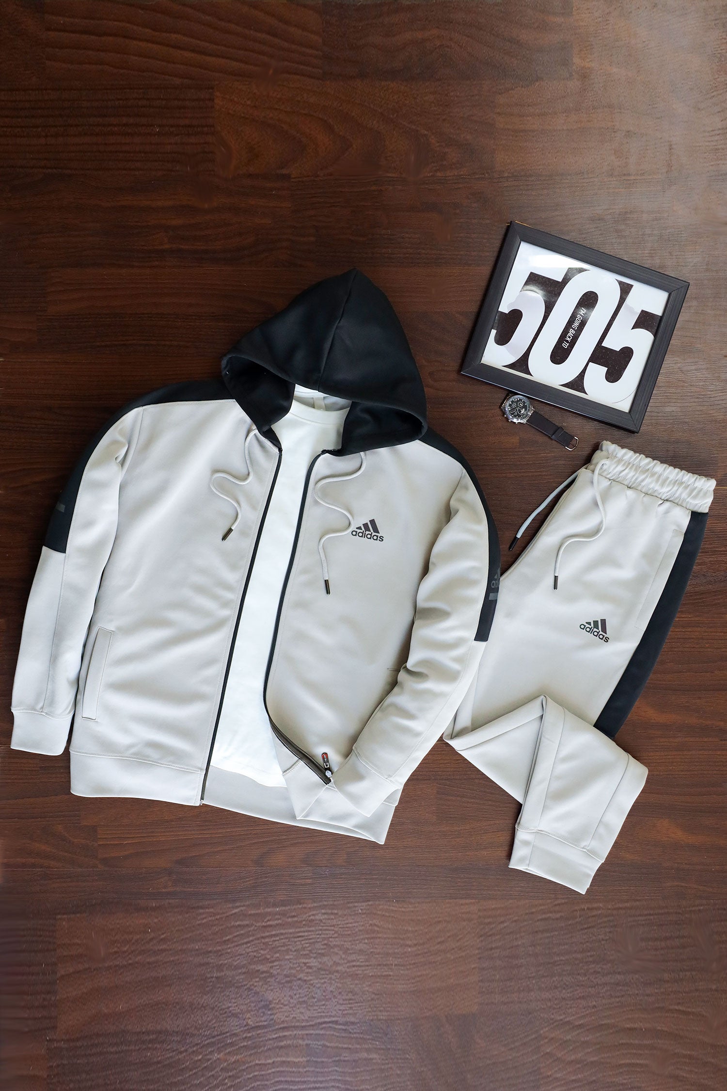 Adds Game Time Mock Neck Hoodie Zipper Tracksuit
