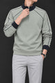 Turbo Two-Tone Quarter Zip Imported Mock Neck Men's Sweatshirt In Light Grey