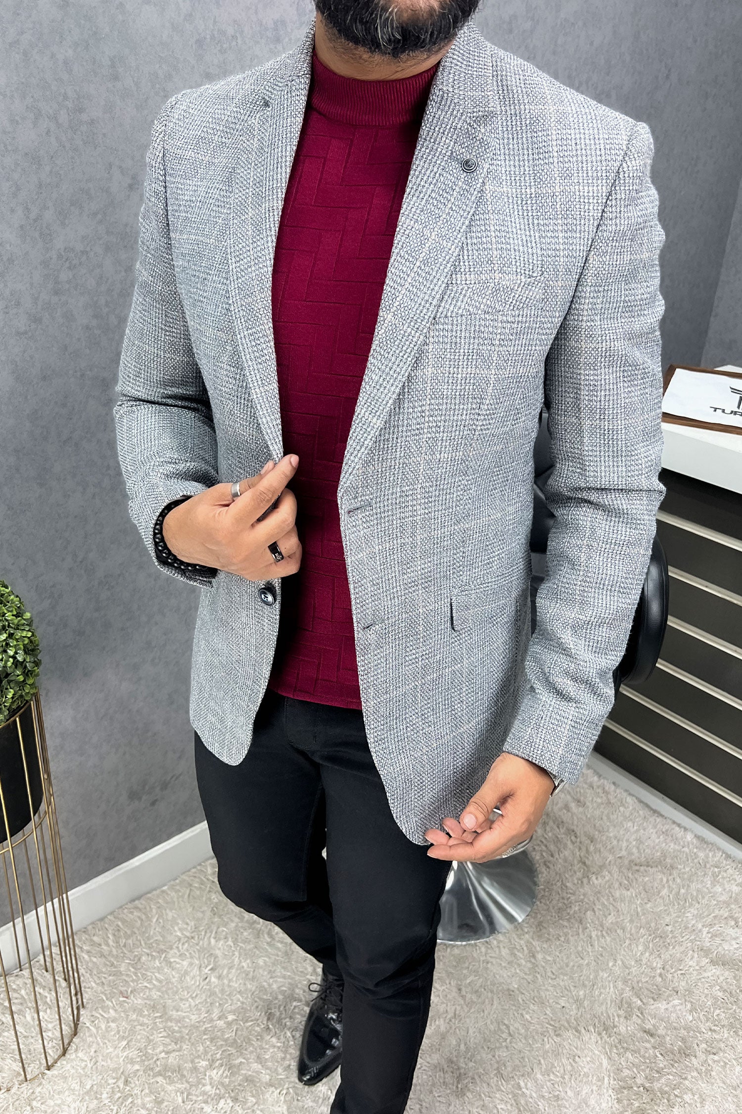 Turbo Self Check Style Men's Casual Blazer