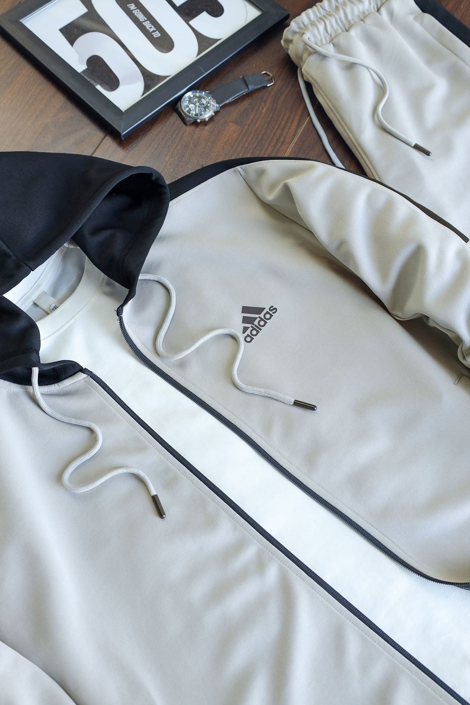 Adds Game Time Mock Neck Hoodie Zipper Tracksuit