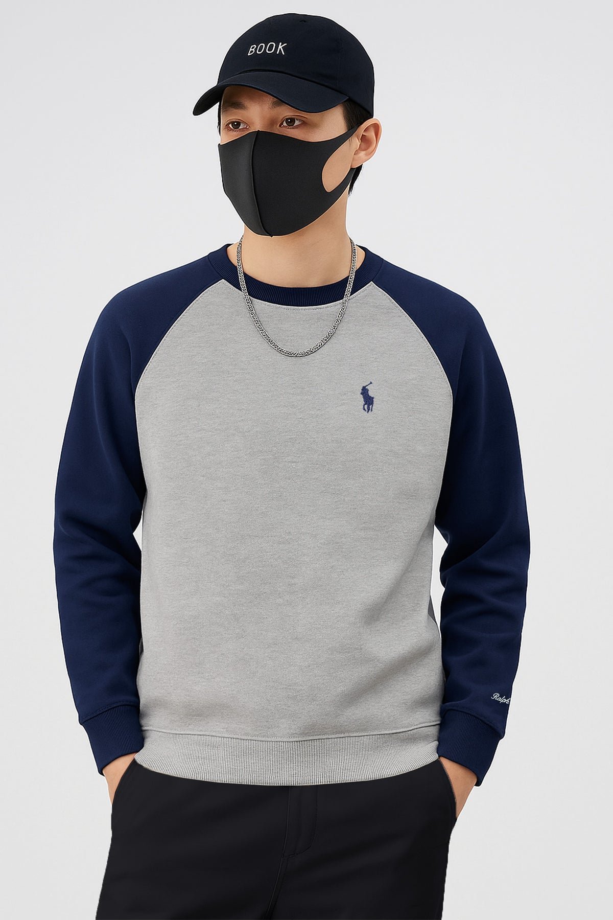 Rph Lren Raglan Pullover Mock Neck Imported Men's Sweatshirt