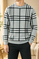 Turbo Preppy Plaid Imported Round Neck Men's Sweater