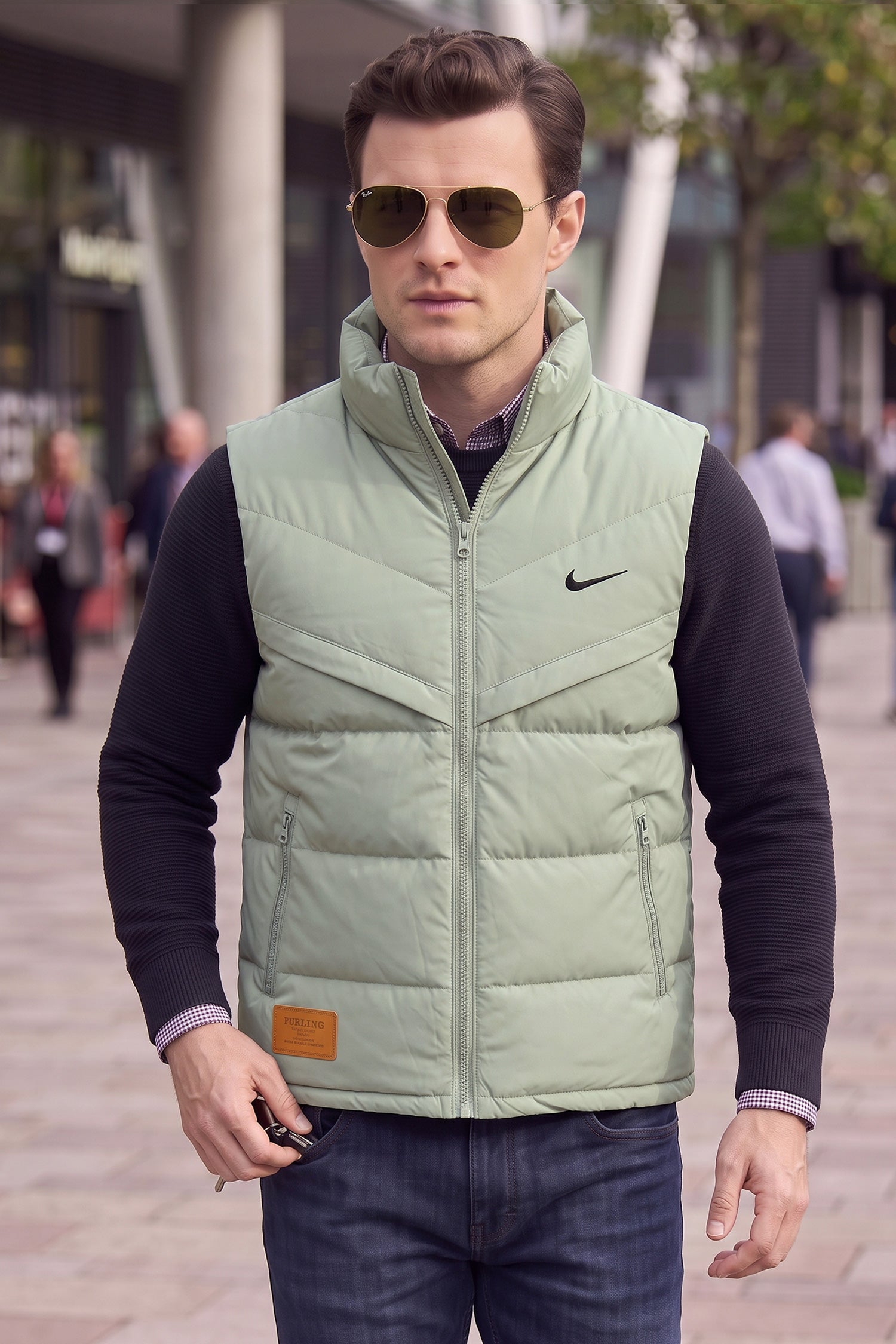 Nke Wind-Runner Imported Puffer Men's Gilet In Light Grey