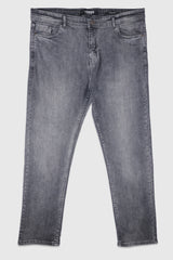 Big Size Light Faded Turbo Denim Jeans In Light Grey
