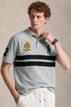 Plo Rph Classic Horizontal Sash Stripes Men's Polo Shirt In Light Grey