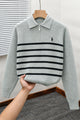 Polo Pony Classy Striped Half-Zip Imported Men's Jumper Sweater In Light Grey