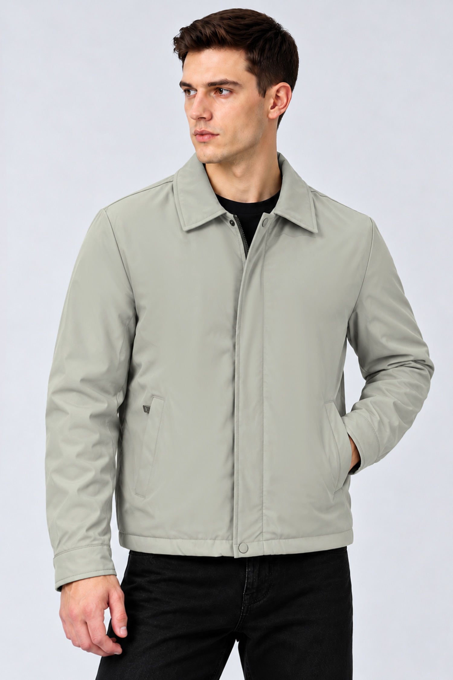 Turbo Lightweight Wind-Breaker Imported Leather Jacket In Light Grey