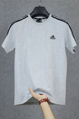 Adds Essentials Classic Strips Round Neck T-Shirt In Light Grey