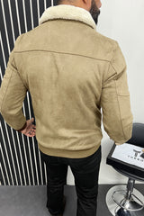 Designed To Blow Your Mind Zipper Men's Suede Jacket In Light Skin