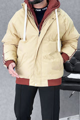 Panel Stripes Dual Zip Hooded Over-Sized Imported Puffer Jacket